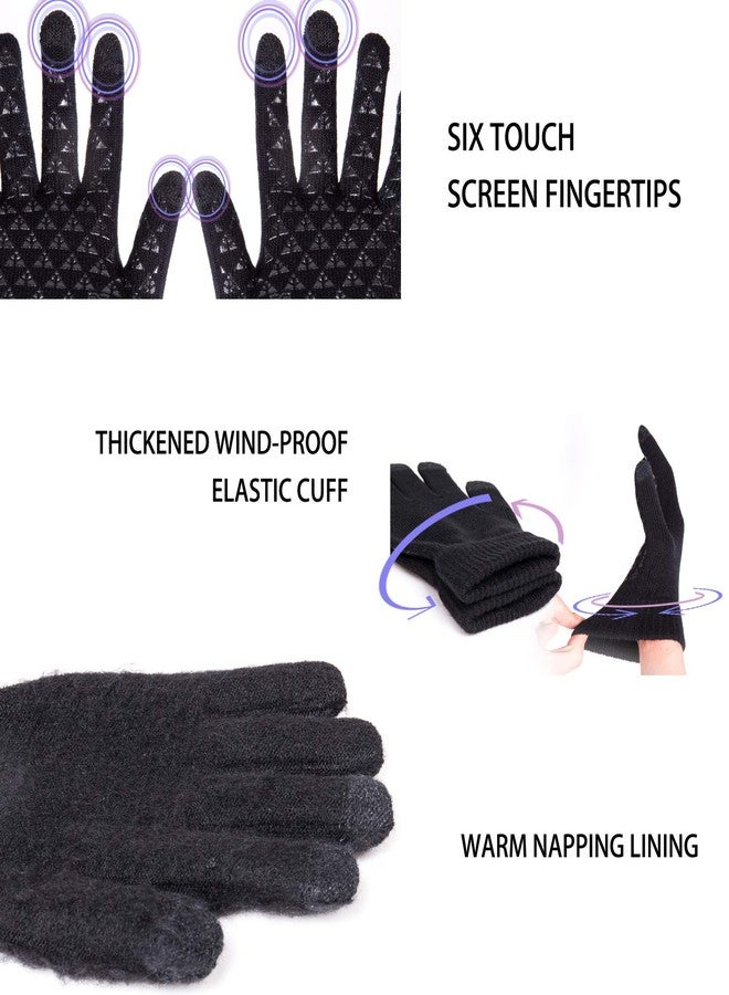 TRENDOUX Driving Gloves, Unisex Knit Winter Touchscreen Glove Men Women Texting Smartphone - Elastic Cuff - Thermal Warm Lining - Stretchy Material Black - L - Image 3